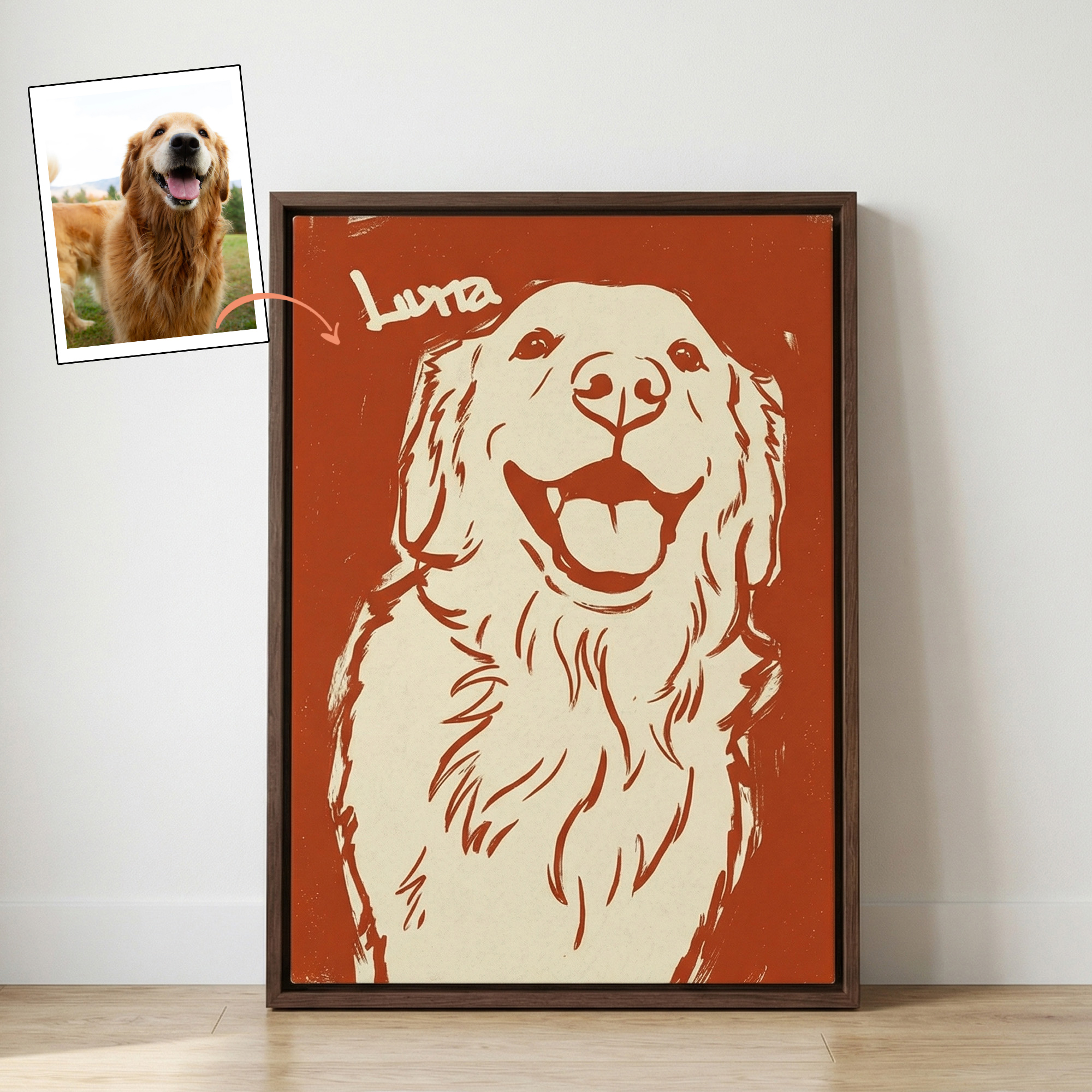 Personalisierte Hand gezeichnet Doodle Stil Haustier Foto Leinwand Drucke mit Namen Home Decor Geburtstagsgeschenk für Tierliebhaber