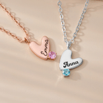 Personalised Birthstone Heart Pendant Necklace with Name Birthday Daily Wear Anniversary Gift for Mum Grandma Woman