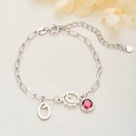 Personalised Sun Moon Star Birthstone Exquisite Bracelet with Initial Anniversary Birthday Gift for Woman Mum
