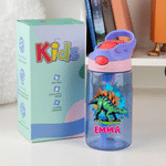 Personalised Splash-Ink Dinosaur 16 oz Food-Grade Kid Water Bottle with Name Back to School Birthday Gift for Boys Girls Dinosaur Lovers