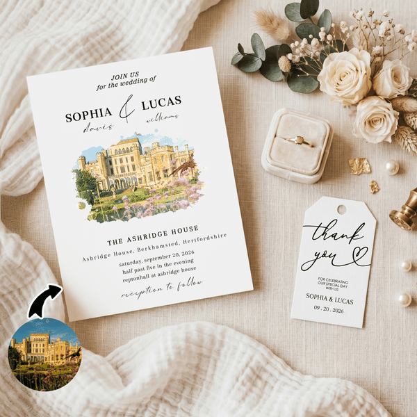 Personalised Watercolour Photo Wedding Greeting Card Invitation with Gift Label and Wedding Message Wedding Engagement Party Gift for Bride Bridegroom