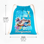 Personalized Family Cruise Coconut Tree Drawstring Bag with Name and Year Beach Party Summer Cruise Vacation Travel Birthday Gift for Kids Family