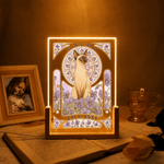 Veilleuse LED en acrylique personnalisée avec photo de votre animal de compagnie, fleur de naissance, nom et date — Décoration d'intérieur, cadeau d'anniversaire ou de condoléances pour les amoureux d