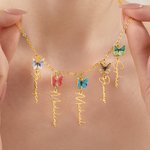 Personalized 1-8 Family Birth Butterflies Necklace with Name Dainty Jewelry Birthday Anniversary Gift for Grandma Mother Her