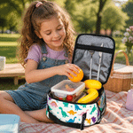 Personalized Q-Version Cartoon Kid Character Insulated Lunch Bag with Name Daily Travel Back to School Birthday Gift for Kids Students