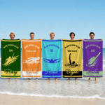 Personalized Multicolor Swimming Silhouette Quick Dry Oversized Magnetic Beach Towel with Name and Text Training Beach Birthday Gift for Swimmer