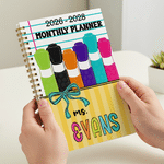 Personalised Bow Pencil Element 2026-2028 Planner Spiral Notebook with Weekly Monthly Planning Pages Teacher's Day Gift for Teacher