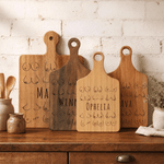 Personalised Boob Pattern Wooden Reversible Charcuterie Chopping Board with Engraved Name and Grip Housewarming Birthday Gift for Family Friends