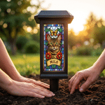 Personalized Stained Glass Pet Photo Waterproof Solar Garden Light  with Name Garden Courtyard Decor Memorial Gift for Pet Owner