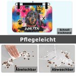 Personalisierte Street-Art Napfunterlage mit Katzen- und Hundeporträt | Graffiti-Ölgemälde-Stil | Wohndeko | Geburtstag Geschenk für Herrchen Frauchen