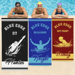 Personalized Multicolor Swimming Silhouette Quick Dry Oversized Magnetic Beach Towel with Name and Text Training Beach Birthday Gift for Swimmer