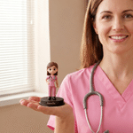 Personalized Unique 3D Photo Medical Staff Figurine with Name and Wooden Base Desk Decor Birthday Appreciation Gift for Doctor Nurse Medical Staff