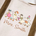 Personalized Cute Teacher Goose Large Canvas Tote Bag with Title & Surname Daily Use Back to School Gift for Teacher Family
