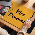 Personalized Cartoon Character Pencil Crayon Non-Slip Mouse Pad Desk Mat with Text Daily Use Back to School Teacher's Day Gift for Teacher Educator
