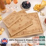 Personalized Engraved Butterfly Floral Edge FSC Bamboo Charcuterie Cutting Board with Initials and Juice Groove Ship from USA Wedding Gift for Couples