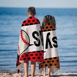 Serviette de plage personnalisée multicolore, format oversize, pour le football et le basket-ball, à séchage rapide, avec nom et numéro – Idéale pour l'été, les fêtes sur la plage et comme cadeau d'an