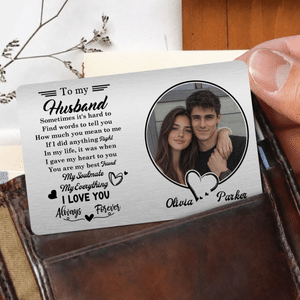 Personalized Sometimes It's Hard to Find Words Photo Wallet Card with Names Valentine's Day Anniversary Gift for Couples
