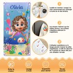 Serviette de plage magnétique personnalisée avec motif enfant plongeur animaux marins et nom - Cadeau de vacances pour enfants