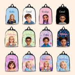 Personalized Colourful Fashion Cartoon Character Backpack Lunch Bag Pencil Case with Name Back to School Set of 3 Birthday Gift for Kid
