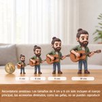 Figura personalizada de resina en miniatura 3D con base y texto de resina decoración del hogar regalo de aniversario para familia y guitarristas
