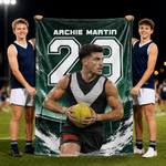Personalised Photo Stadium Soft Throw Blanket with Name and Number Home Decor Game Day Birthday Gift for Family Athletes
