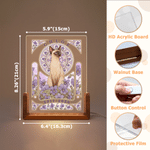 Veilleuse LED en acrylique personnalisée avec photo de votre animal de compagnie, fleur de naissance, nom et date — Décoration d'intérieur, cadeau d'anniversaire ou de condoléances pour les amoureux d