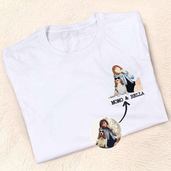 Personalized Embroidered Photo Design Multicolor T-shirt Sweatshirt Hoodie with Text Daily Use Holiday Birthday Gift for Family Pet Lovers