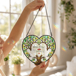 Personalised Love Bird Heart Tree Glittery Transparent Acrylic Ornament with Couple Name and Date Home Decor Anniversary Birthday Gift for Couple