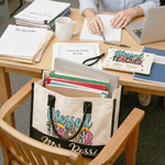 Borsa tote grande personalizzata con disegno di girasole e scritta “Blessed Teacher”, trousse da viaggio con testo, regalo di compleanno o per la Festa degli Insegnanti per insegnanti donne