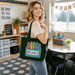 Personalised Pencil Teacher Theme Design Large Capacity Corduroy Tote Bag with Title & Surname Thank You Birthday Gift for Teacher