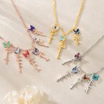 Personalized 1-8 Family Birth Butterflies Necklace with Name Dainty Jewelry Birthday Anniversary Gift for Grandma Mother Her