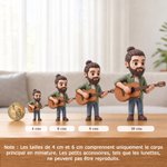 Figurine d'un personnage 3D personnalisée avec texte et photo guitariste - Décoration de bureau - Cadeau d'anniversaire pour amoureux de musique