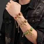 Personalized Enamel Fantasy Dragon Adjustable Braided Bracelet with Engraved Name Daily Wear Birthday Gift for Dragon Lovers Friends