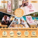 Personalisiertes Cabana Strandtuch mit Boho-Meerestiermotiv und Namen | sandabweisend | schnelltrocknend | Badetuch | Sommerurlaub Geschenk für Frauen