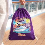 Personalized Family Cruise Coconut Tree Drawstring Bag with Name and Year Beach Party Summer Cruise Vacation Travel Birthday Gift for Kids Family