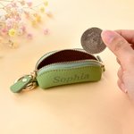 Mini-porte-monnaie en simili cuir couleur « Macaron », personnalisé avec un prénom, avec porte-clés, pour un usage quotidien – Cadeau d'anniversaire pour une femme ou une meilleure amie