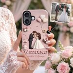Coque de téléphone personnalisée sur le thème du mariage avec personnage de dessin animé, pour iPhone et Samsung, avec prénom – Cadeau d'anniversaire de mariage ou de fiançailles pour un couple