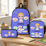 Personalised Cartoon Character I'm Kind I'm Brave Backpack Lunch Bag Pencil Case Set with Name Daily Use Back to School Gift for Kids