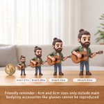 Statuetta 3D personalizzata con base e testo, decorazione da scrivania - Regalo di compleanno per amanti della musica e chitarristi