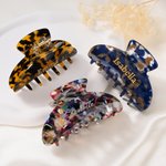 Personalised Cute Marble Tortoise Shell Hair Claw Clip with Name Daily Use Wedding Birthday Gift for Best Friends Bridesmaids