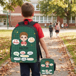 Personalised Cartoon Character I'm Kind I'm Brave Backpack Lunch Bag Pencil Case Set with Name Daily Use Back to School Gift for Kids