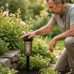 Personalized Stained Glass Pet Photo Waterproof Solar Garden Light  with Name Garden Courtyard Decor Memorial Gift for Pet Owner