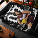 Personalised Photo Stadium Soft Throw Blanket with Name and Number Home Decor Game Day Birthday Gift for Family Athletes