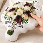 Personalised Wedding Bouquet Shape Soft Cushion with Names and Date Home Decor Wedding Anniversary Gift for Newlywed Couple