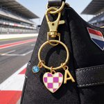 Personalized Birthstone Heart Shaped Grid Flag Racing Keychain with Initial Car Race Birthday Gift for Women Racers Racing Lovers