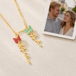 Personalized 1-8 Family Birth Butterflies Necklace with Name Dainty Jewelry Birthday Anniversary Gift for Grandma Mother Her