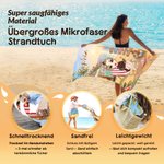 Personalisiertes Camping Strandtuch mit Cartoon-Figur und Namen | saugfähig | Sommer Urlaub Geburtstag Geschenk für Familie Freunde