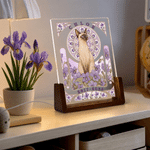Veilleuse LED en acrylique personnalisée avec photo de votre animal de compagnie, fleur de naissance, nom et date — Décoration d'intérieur, cadeau d'anniversaire ou de condoléances pour les amoureux d