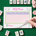 Personalised Watercolour Mahjong Bamboo Mahjong Scorecard Notepad with Text Mahjong Game Night Birthday Gift for Mahjong Lovers