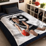 Personalised Photo Stadium Soft Throw Blanket with Name and Number Home Decor Game Day Birthday Gift for Family Athletes